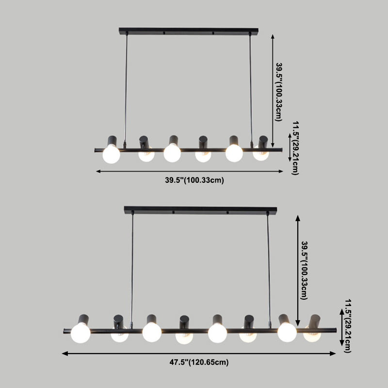 Modern Chandelier Bubble Island Lights Metal Island Ceiling Light in Black