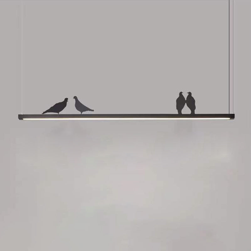 Modern Chandelier Linear Island Light Fixture 1 Light Metal Island Pendant Lights in Black