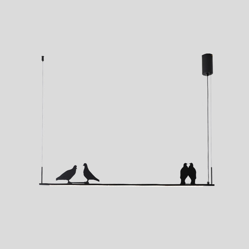 Modern Chandelier Linear Island Light Fixture 1 Light Metal Island Pendant Lights in Black