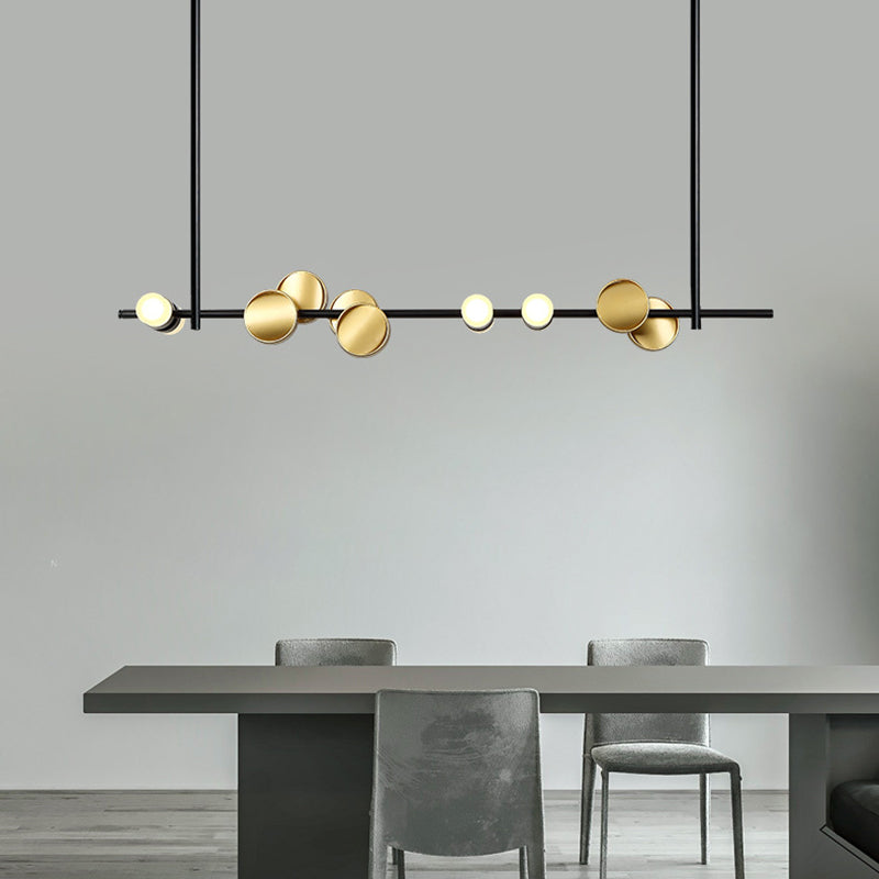 Modern Pendant Chandelier Linear Island Lighting 3 Light Metal Island Lights in Black