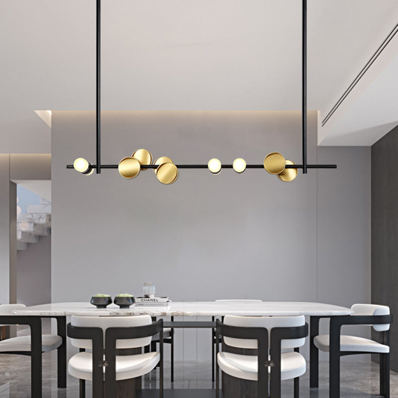 Modern Pendant Chandelier Linear Island Lighting 3 Light Metal Island Lights in Black