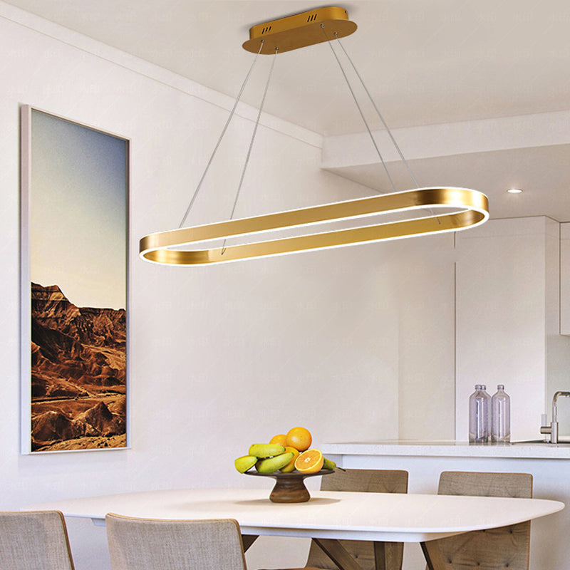Modern Chandelier Linear Oval Island Lights 2 Light Metal Island Lighting Fixtures