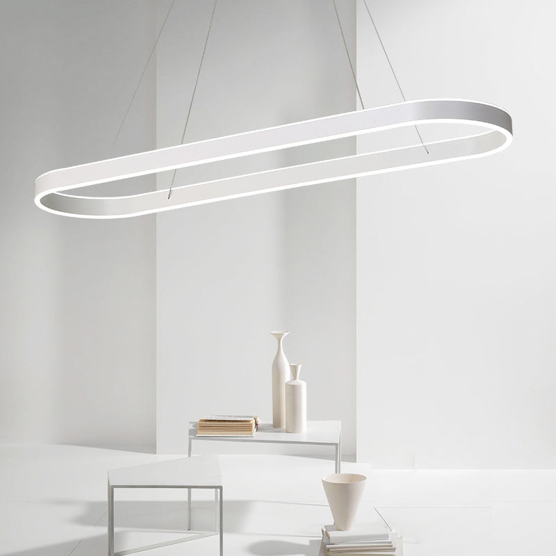 Modern Chandelier Linear Oval Island Lights 2 Light Metal Island Lighting Fixtures