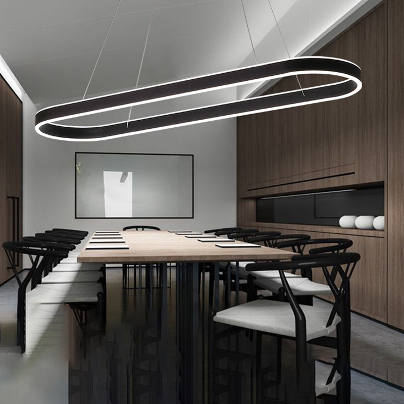 Modern Chandelier Linear Oval Island Lights 2 Light Metal Island Lighting Fixtures