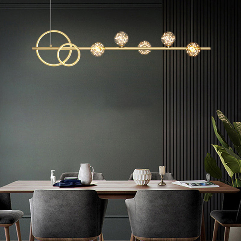 Modern Pendant Light Geometric Island Light Fixture Metal Island Lights in Gold