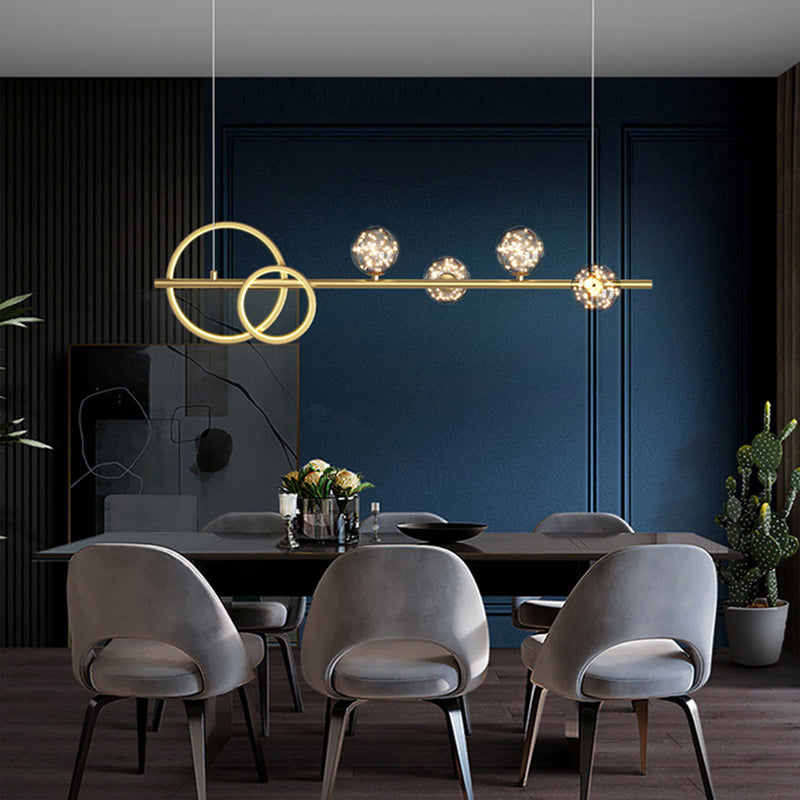 Modern Pendant Light Geometric Island Light Fixture Metal Island Lights in Gold