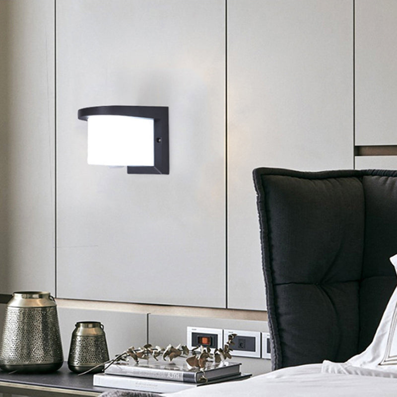 Geometric Shade Wall Lighting Modern Style Metal 1 Light Sconce Light in Black