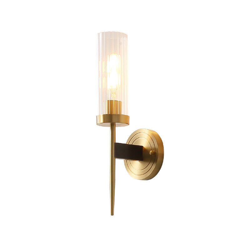 Modern Simple Style Half Cylinder Shade Wall Sconce Glass Multi Lights Sconces in Gold Finish