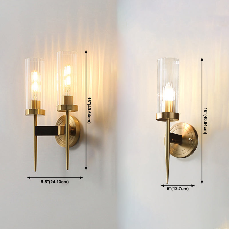 Modern Simple Style Half Cylinder Shade Wall Sconce Glass Multi Lights Sconces in Gold Finish