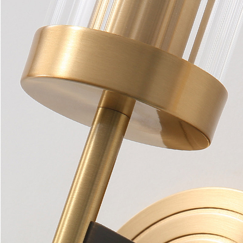 Modern Simple Style Half Cylinder Shade Wall Sconce Glass Multi Lights Sconces in Gold Finish