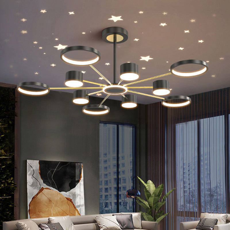 Moderne Esszimmerbeleuchtung mehrerer Ringe Kronleuchter Beleuchtung Metall 11 Licht Kronleuchter