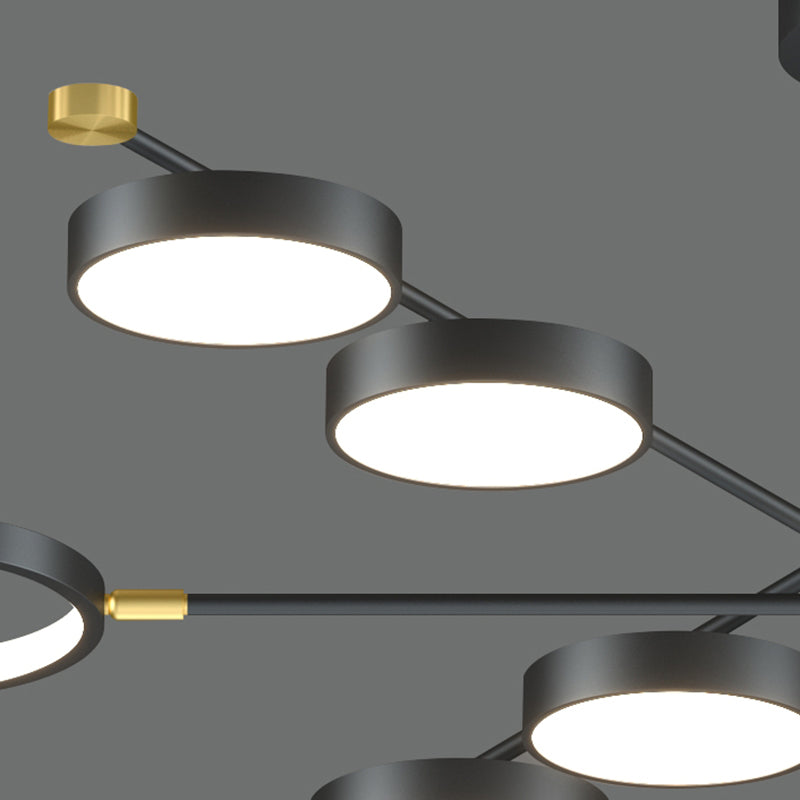 Araña LED moderna anillos múltiples luces de techo colgantes araña de metal orbe de metal