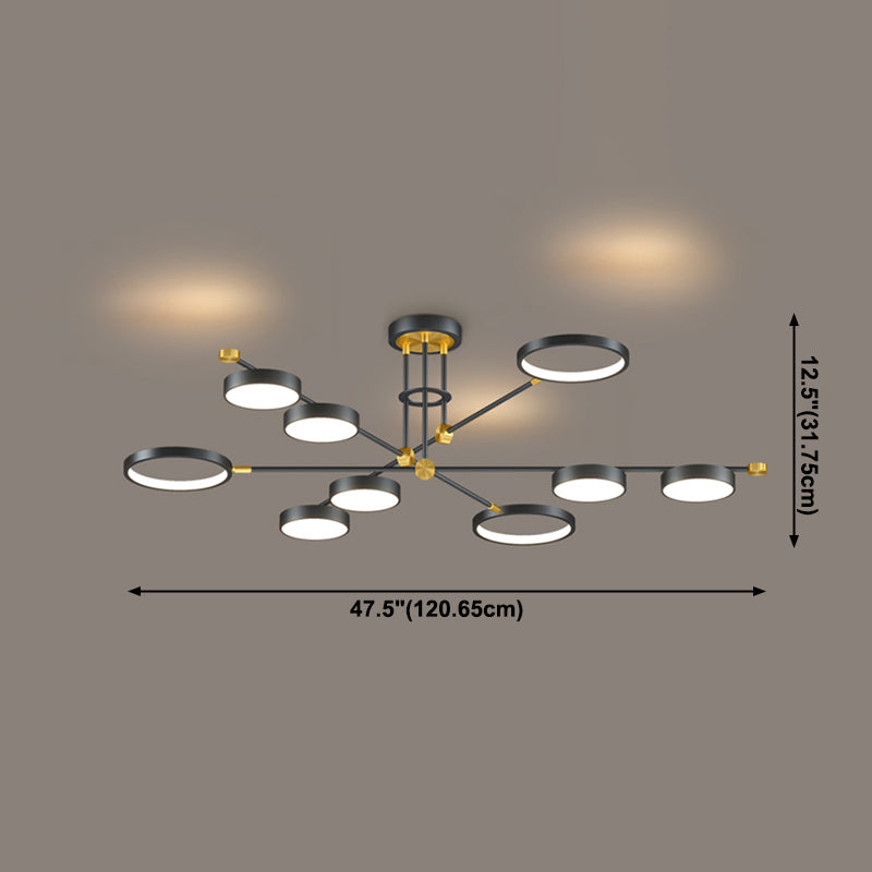 Araña LED moderna anillos múltiples luces de techo colgantes araña de metal orbe de metal