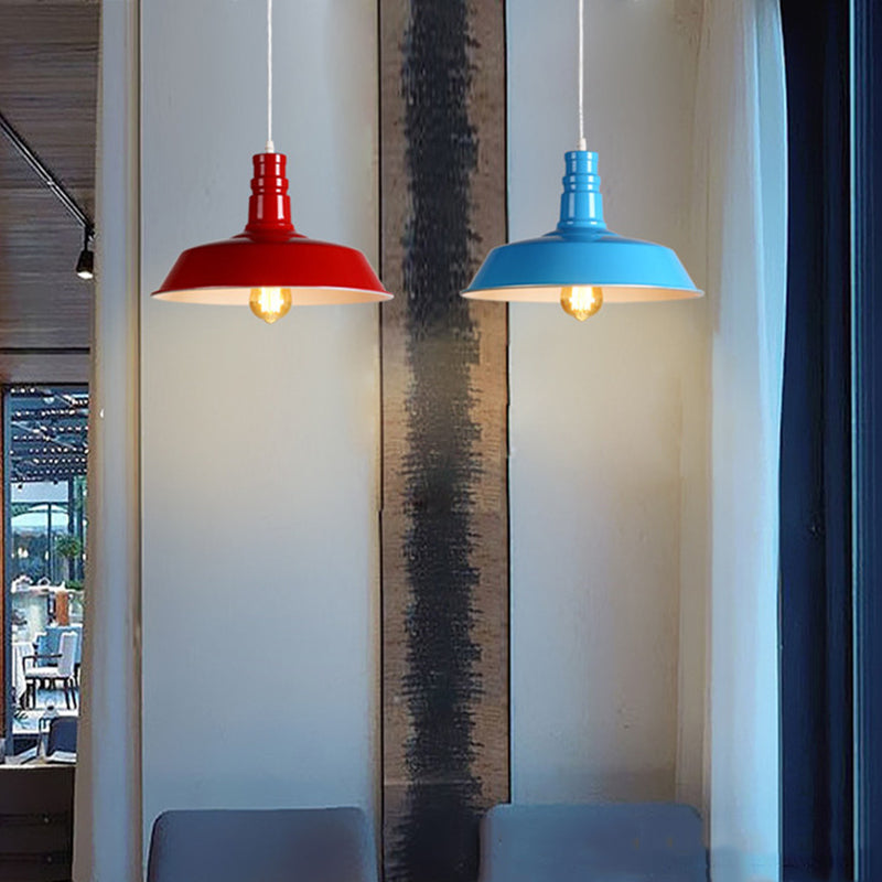 Modern Industrial Barn Shade Hanging Light, Macaron Metal 1-Light Pendant Lighting