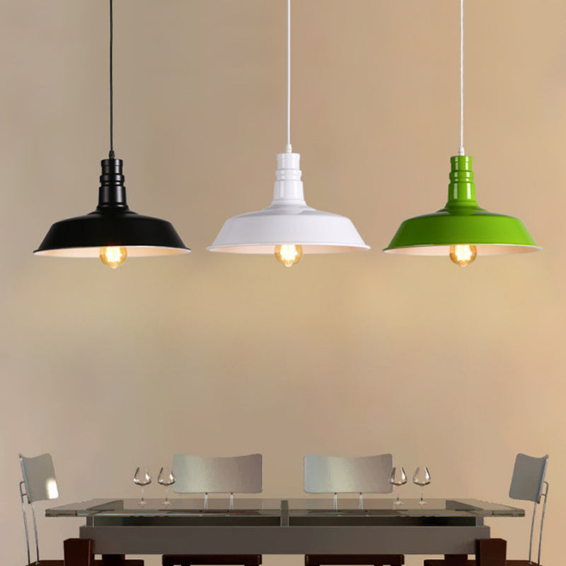 Modern Industrial Barn Shade Hanging Light, Macaron Metal 1-Light Pendant Lighting