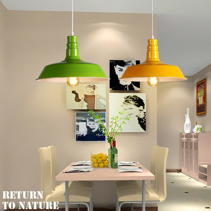 Modern Industrial Barn Shade Hanging Light, Macaron Metal 1-Light Pendant Lighting