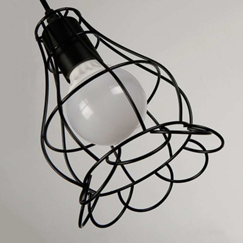 Einfache 1-Licht-Anhänger Licht, Metallkäfig Schatten Anhängerlampe in Schwarz für das Restaurant