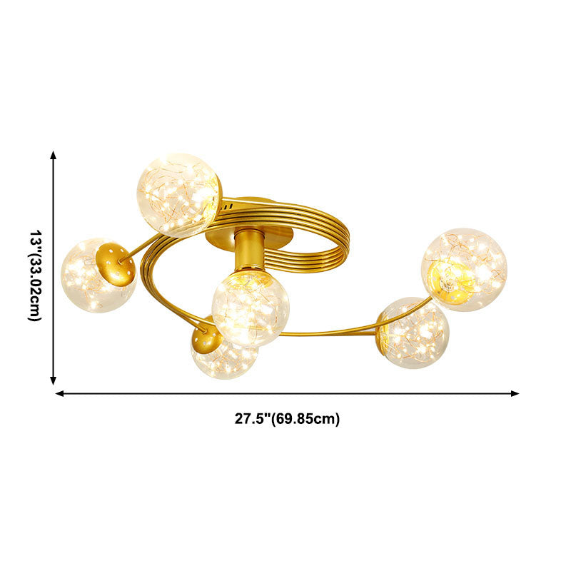 6-Lights Globe Glass Ceiling Light Simplicity Modern Style Flush Mount Light for Bedroom