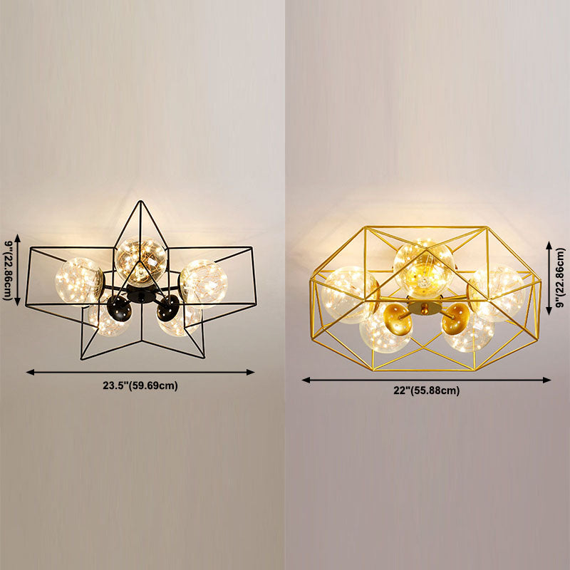 Metal Cage Design Simplicity Ceiling Light 5-Lights Modern Style Lighting Fixture