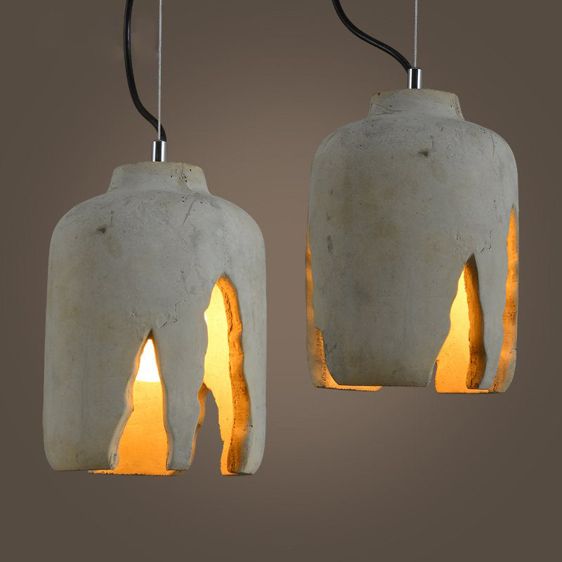 Cement 1-Light Hanging Lamp, Minimalist Gray Pendant Lighting for Living