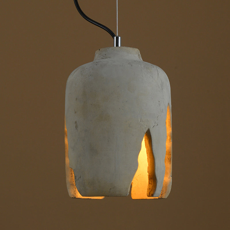 Cement 1-Light Hanging Lamp, Minimalist Gray Pendant Lighting for Living
