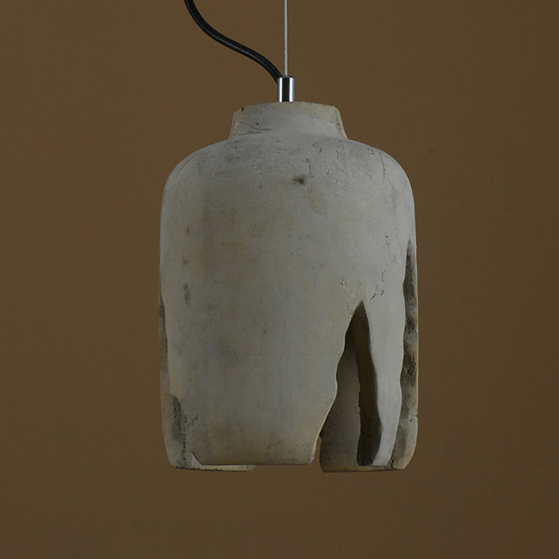Cement 1-Light Hanging Lamp, Minimalist Gray Pendant Lighting for Living