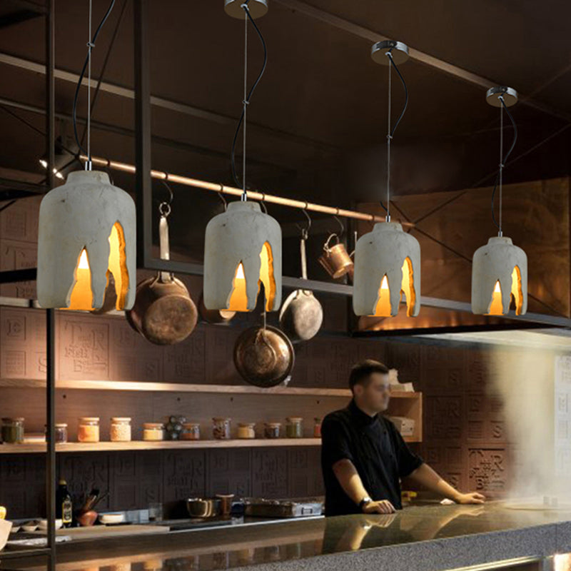 Cement 1-Light Hanging Lamp, Minimalist Gray Pendant Lighting for Living