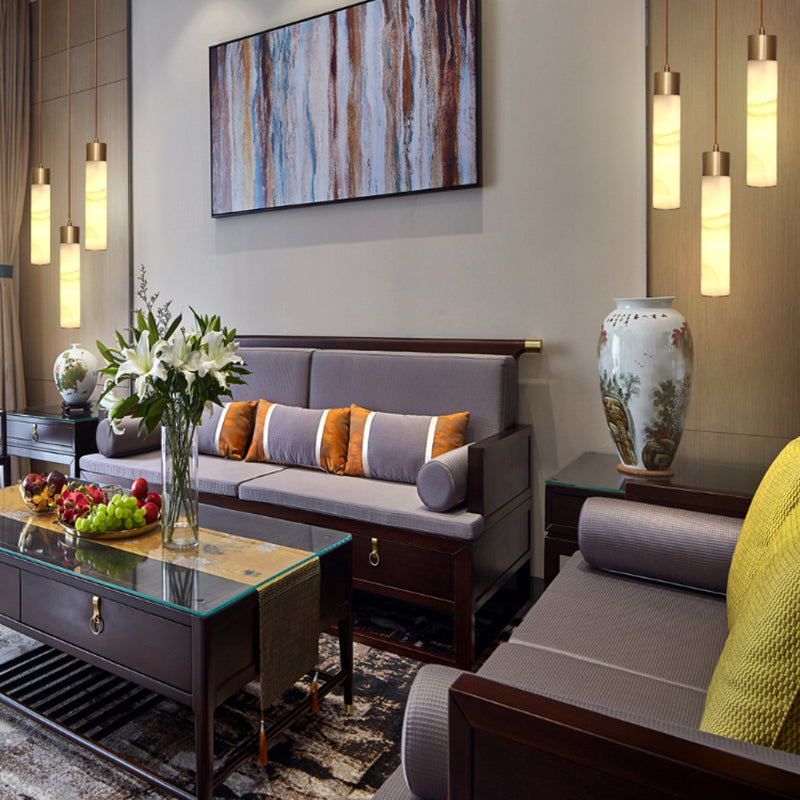 Luce a sospensione per tonalità a strisce nordica, marmo minimalista con luce appesa in ottone