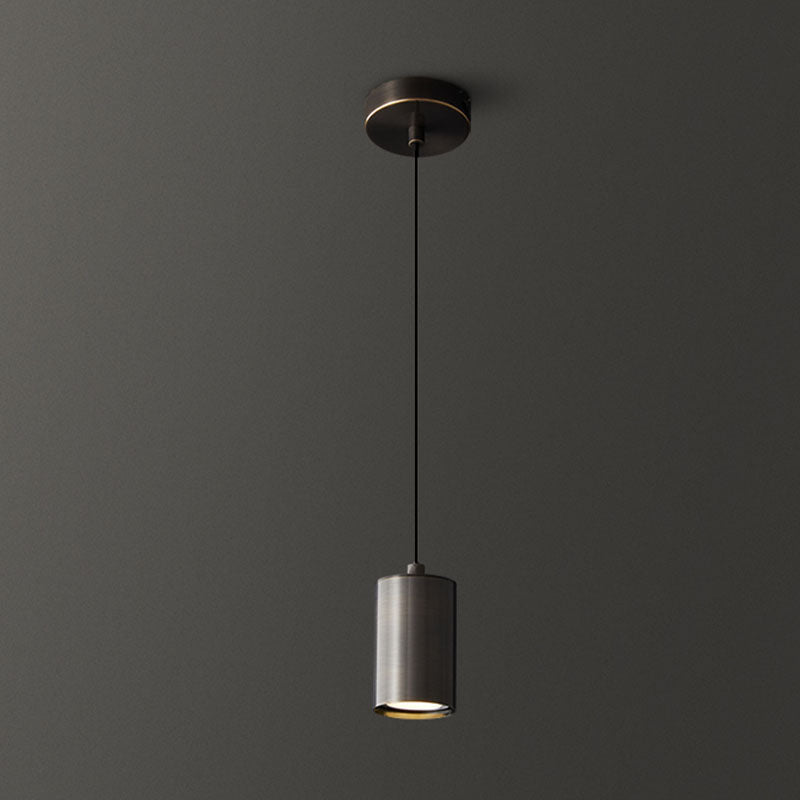 Minimalist Cylinder Hanging Lamp, Modern Metal Pendant Light for Bedroom