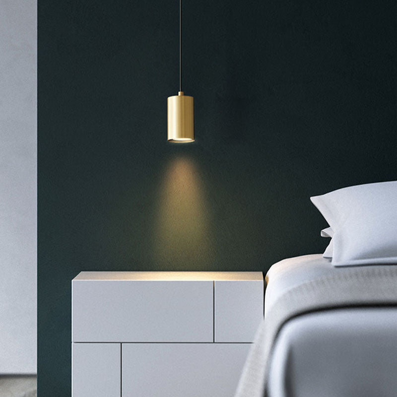 Minimalist Cylinder Hanging Lamp, Modern Metal Pendant Light for Bedroom