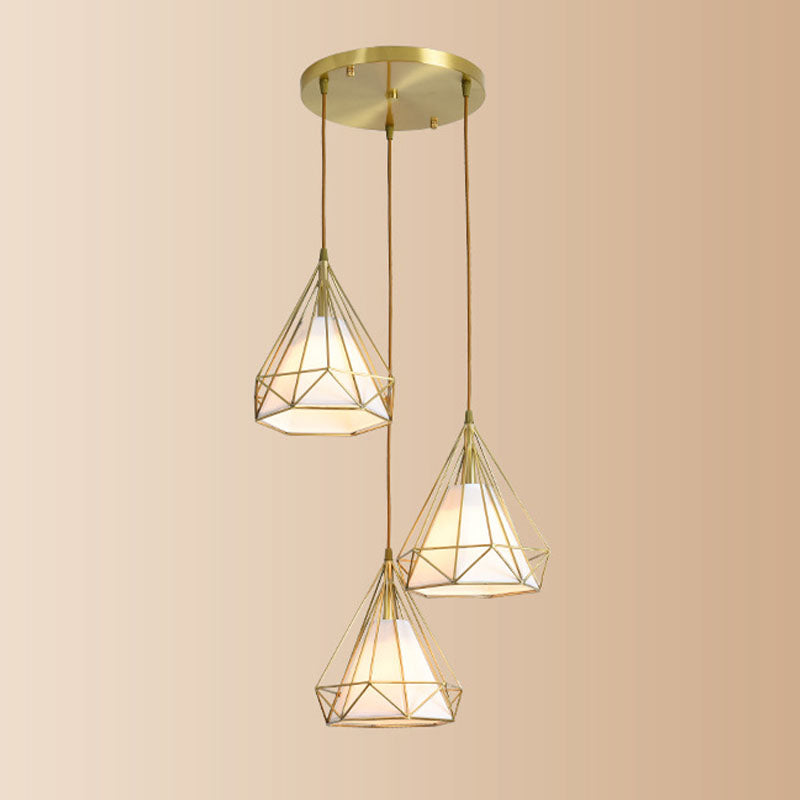 3 Lichthängeleuchte mit Käfigschatten, Nordic Simple Style Cluster-Anhängerlicht für Innenräume