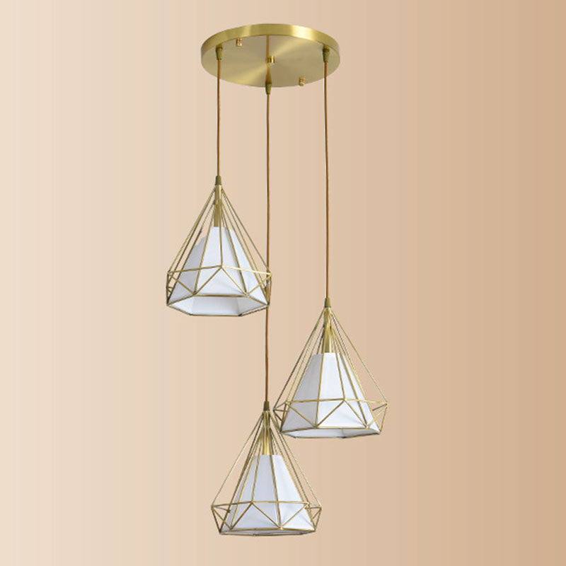 3 Lichthängeleuchte mit Käfigschatten, Nordic Simple Style Cluster-Anhängerlicht für Innenräume