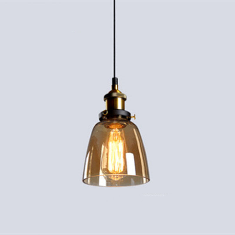 Industrielle 1 Licht hängende hängende leichte, bernsteinfarbene Glashängeleuchten