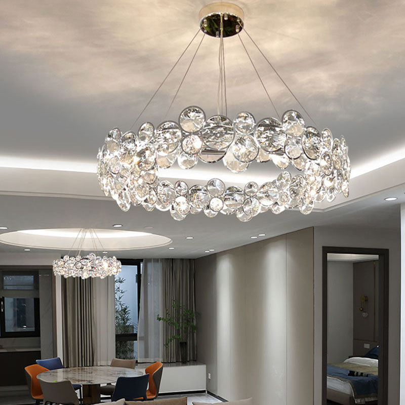 Post Modern Style Crystal Island Light Clear Simplicity Hanging Light per sala da pranzo