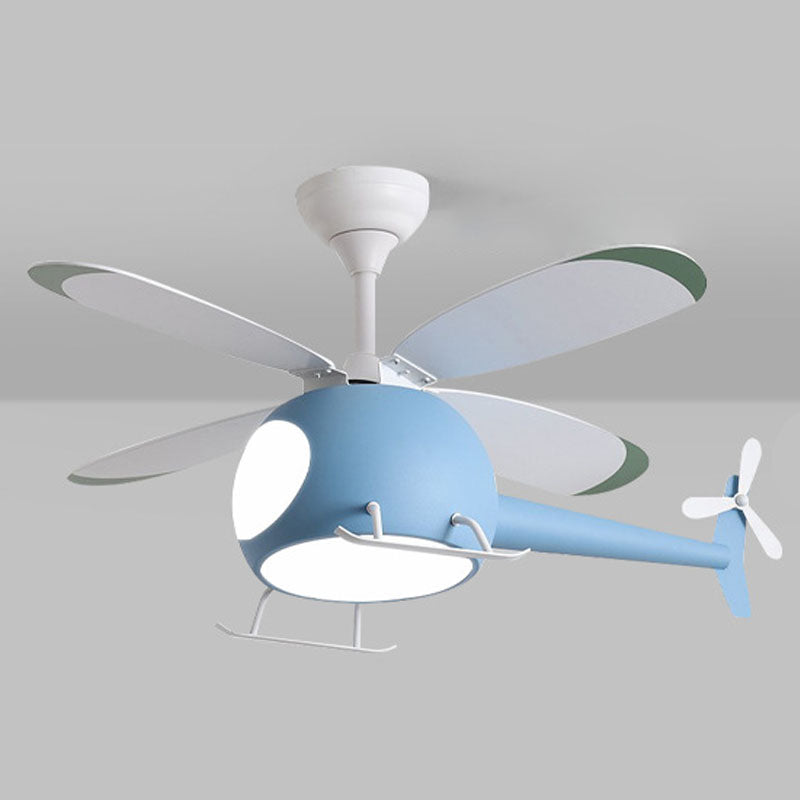 Kids Creative LED Pendant Light Electroplate Iron Macaron Fan Pendant with Acrylic Shade