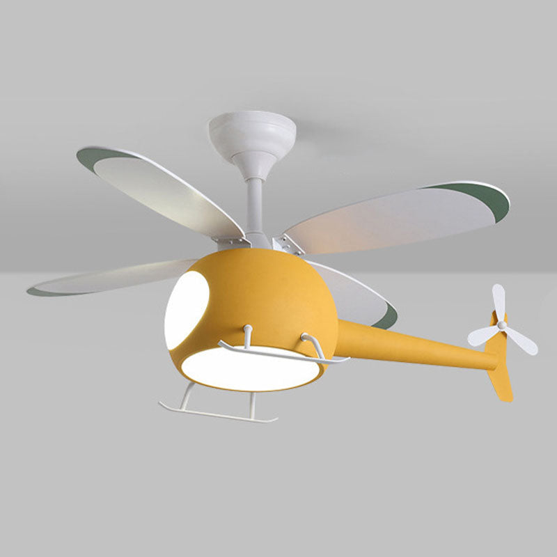 Kids Creative LED Pendant Light Electroplate Iron Macaron Fan Pendant with Acrylic Shade