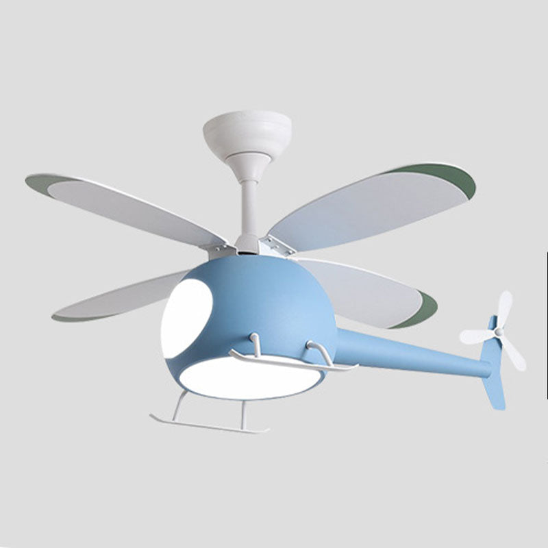 Kids Creative LED Pendant Light Electroplate Iron Macaron Fan Pendant with Acrylic Shade