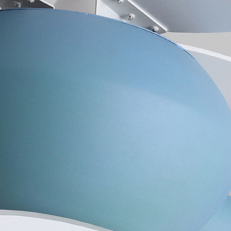 Kids Creative LED Pendant Light Electroplate Iron Macaron Fan Pendant with Acrylic Shade