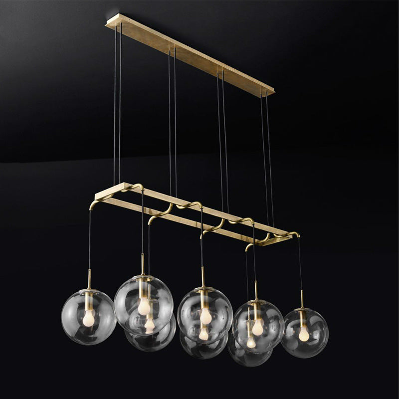 Bronze Modern Island Lighting Global Glass Chandelier Light Fixture for Dining Room