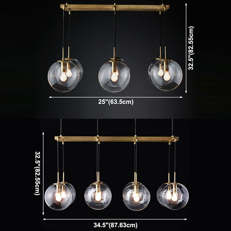 Bronze Modern Island Lighting Global Glass Chandelier Light Fixture for Dining Room