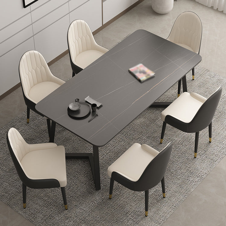 Minimalist Traditional Height Sintered Stone Top Dining Table Rectangle Dining Room Set For Kitchen