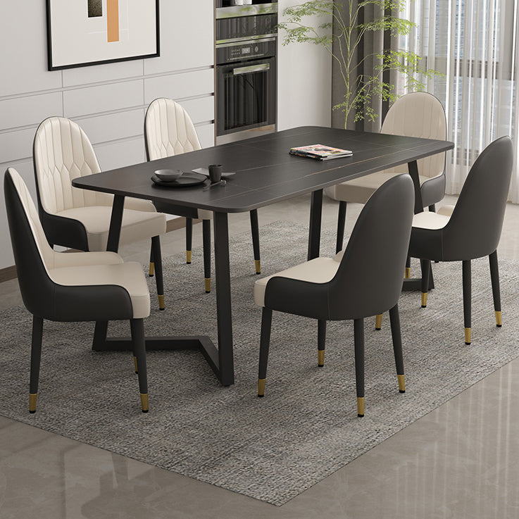 Minimalist Traditional Height Sintered Stone Top Dining Table Rectangle Dining Room Set For Kitchen