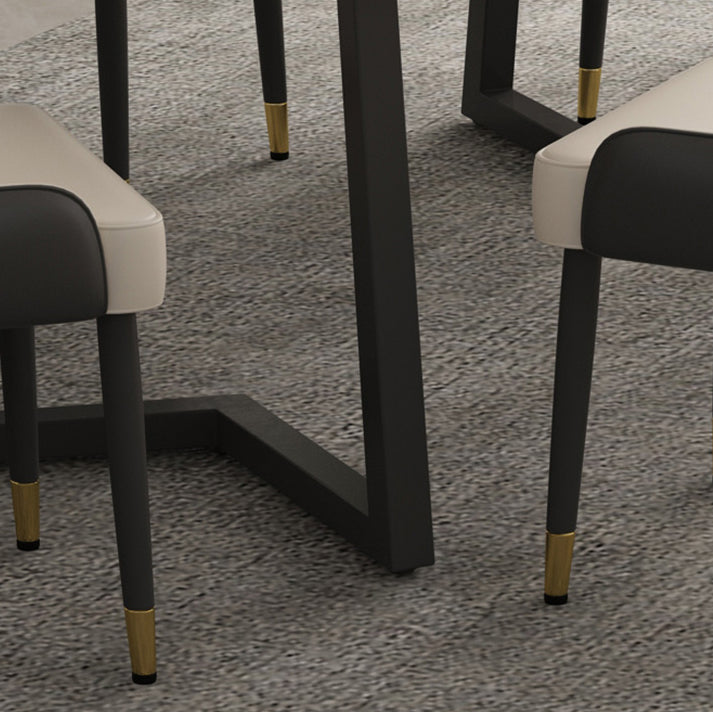 Minimalist Traditional Height Sintered Stone Top Dining Table Rectangle Dining Room Set For Kitchen