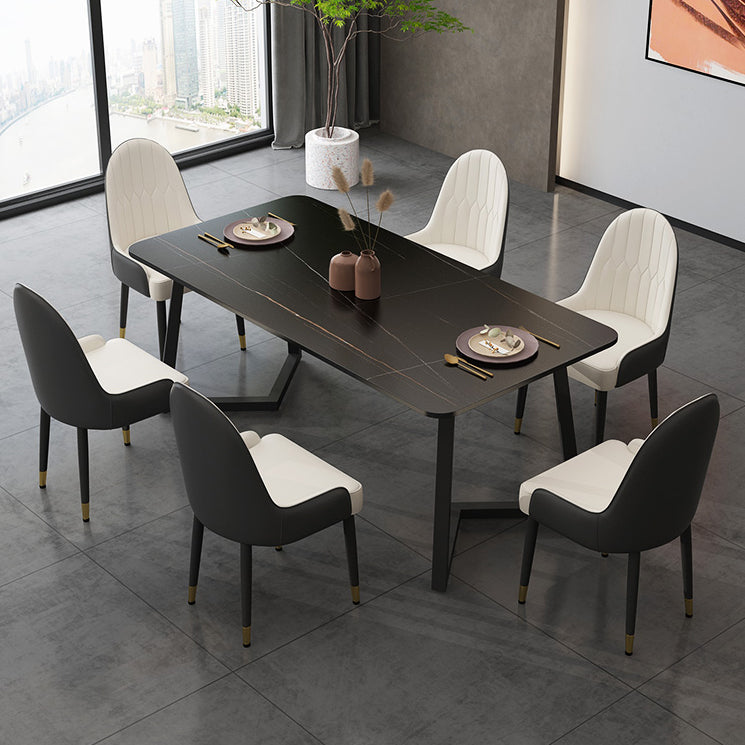 Minimalist Traditional Height Sintered Stone Top Dining Table Rectangle Dining Room Set For Kitchen