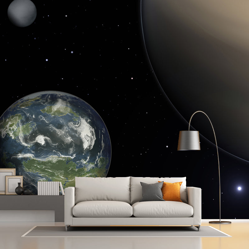 Universe Giant Planets Murals Stain-Resistant Contemporary Wall Decor for Bedroom