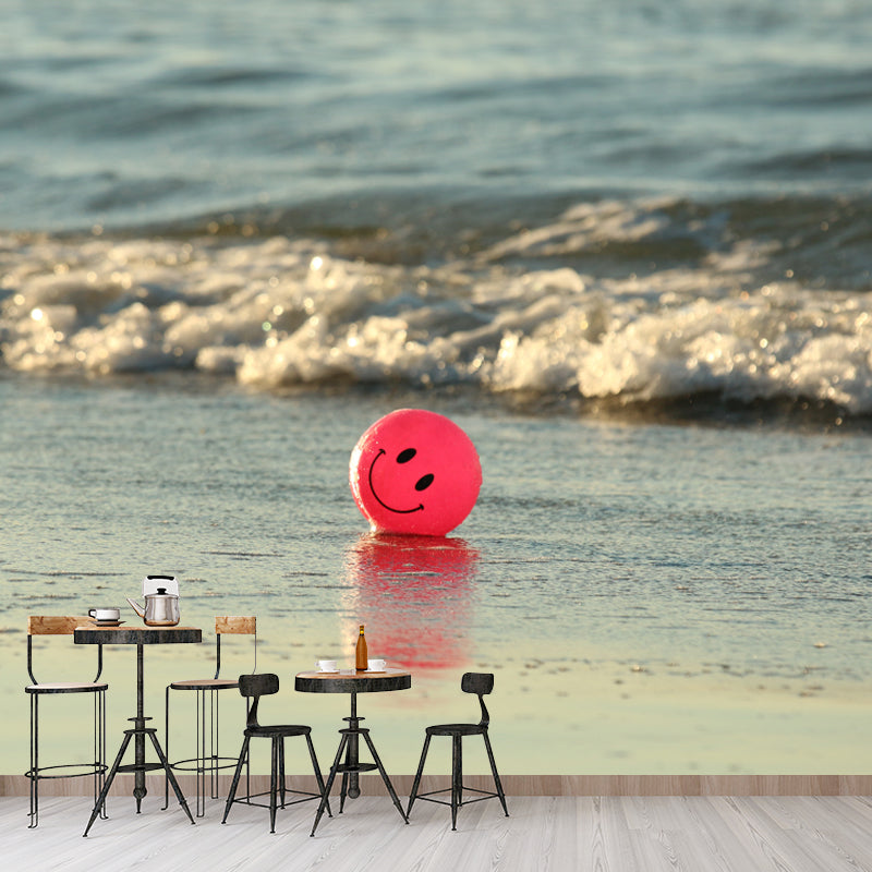 Blue Beach Wall Covering Murals Moisture Resistant for Sleeping Room Decoration