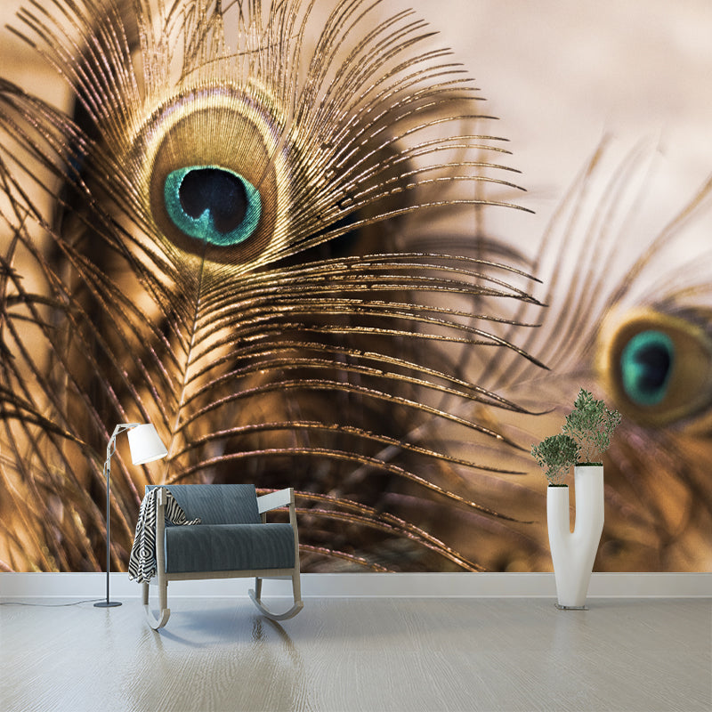 Peacock Feather Wall Covering Mildew Resistant for Sleeping Room, Customized Size