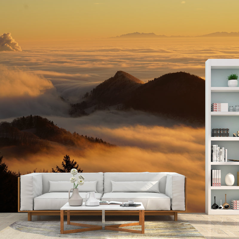 Mountain Range View Modern Wall Covering for House Interior, Water Resistant