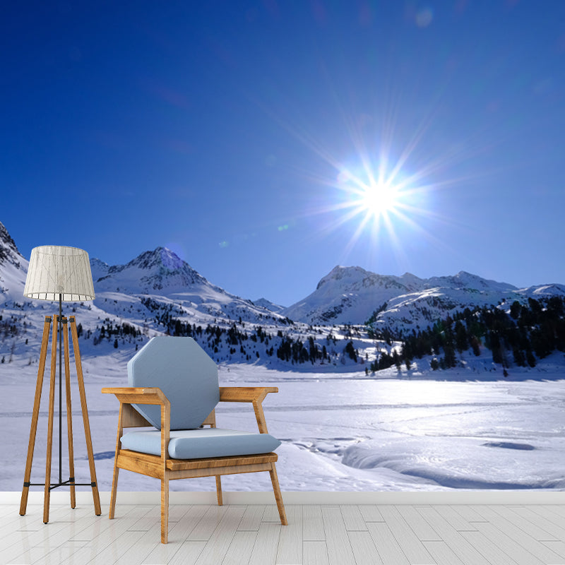 Mountain Range View Modern Wall Covering for House Interior, Water Resistant