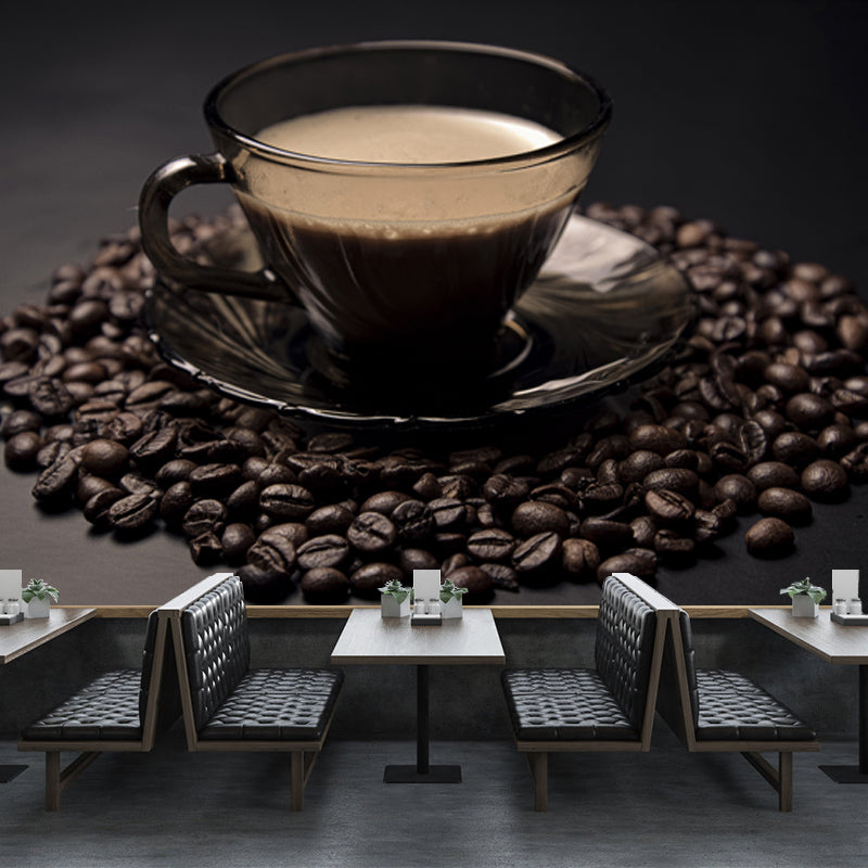 Minimalism Style Coffee Bean Mildew Resistant Coffee Shop Wall Covering